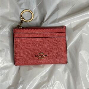Coach Rose Card Holder with Key Ring